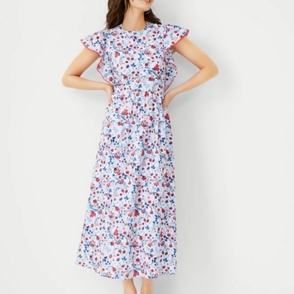 Ann Taylor Dresses & Skirts - Ann Taylor Floral Ruffle Sleeve Maxi Dress